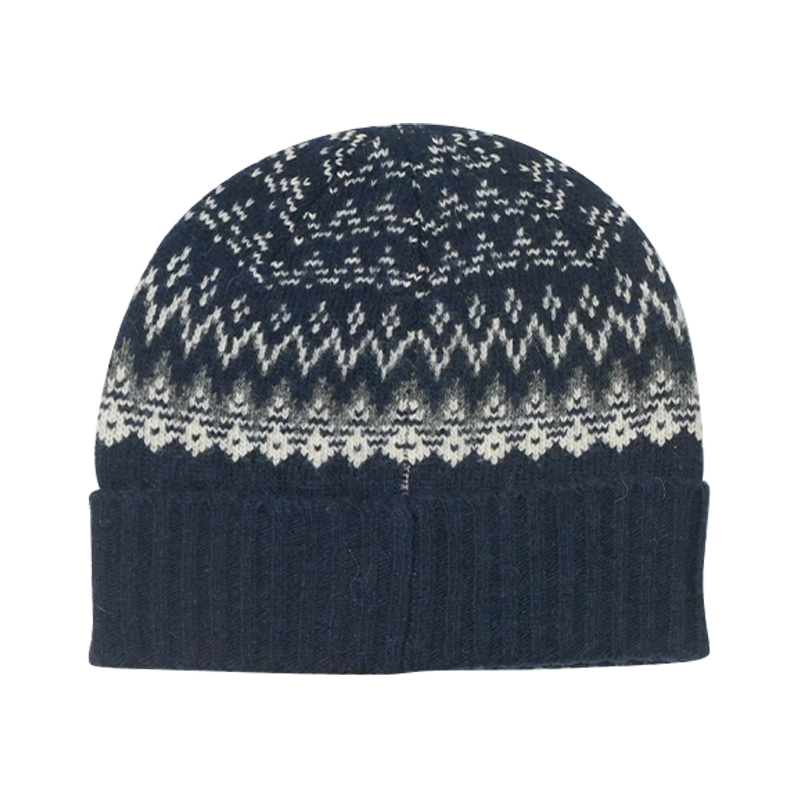 Gorro de invierno de lana tejido a mano con vuelta, de color sólido, para otoño e invierno