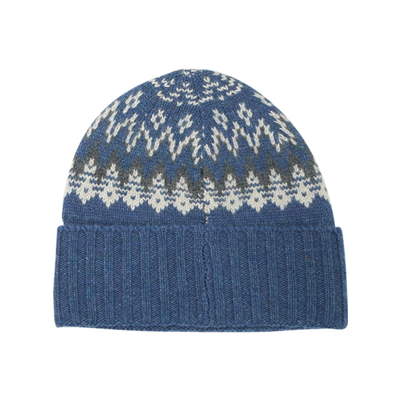 Gorro de invierno de lana tejido a mano con vuelta, de color sólido, para otoño e invierno